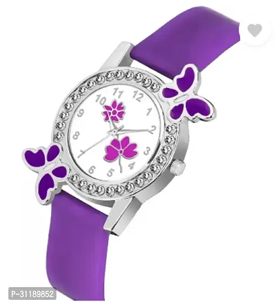 Analog Watch - For Girls Purple Dual Flower Dial Purple Pu Strap Watch For Girl-thumb3