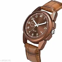 Stylish Brown Genuine Leather Analog Watches For Men-thumb2
