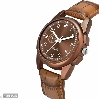 Stylish Brown Genuine Leather Analog Watches For Men-thumb3
