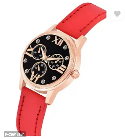 Stylish Black Genuine Leather Analog Watches For Women-thumb3