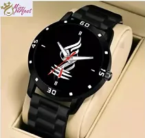 Stylish Black PU Analog Watch For Men-thumb2