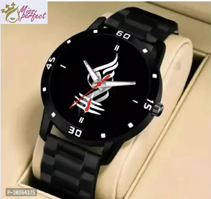 Stylish Black PU Analog Watch For Men-thumb3