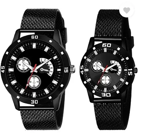 Stylish PU Analog Watches For Men Pack Of 2