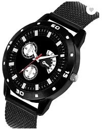 Stylish Black PU Analog Couple Watches For Men And Women, Pack Of 2-thumb2