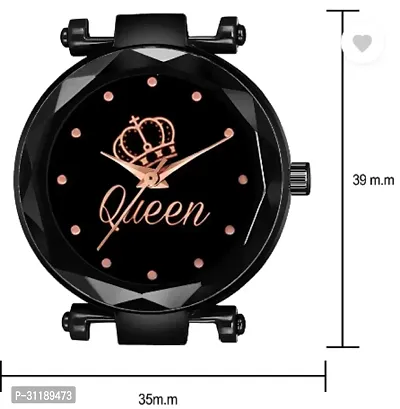 Analog Watch - For Girls New Queen Black Dial Black Magnet Strap Watch-thumb3