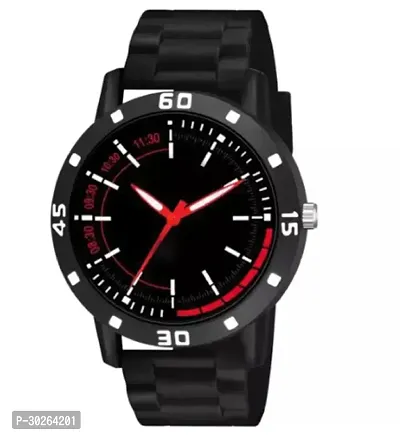 Stylish Black PU Analog Watch For Men-thumb2