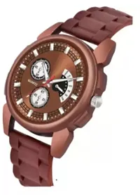 Stylish Brown PU Analog Watch For Men-thumb1