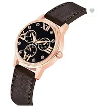 Analog Watch - For Girls Black Dial Brown leather Strap Watch For Girls-thumb2