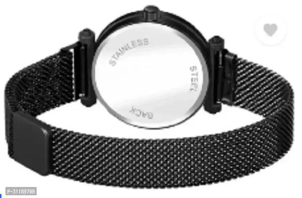 Analog Watch - For Girls Moon Star Dial Black Luxury Mesh Magnet Buckle Watches For Girls-thumb4