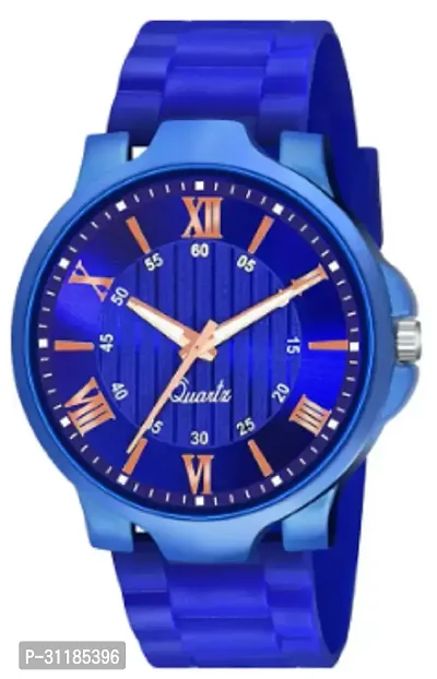 Stylish Blue PU Analog Watch For Men-thumb0