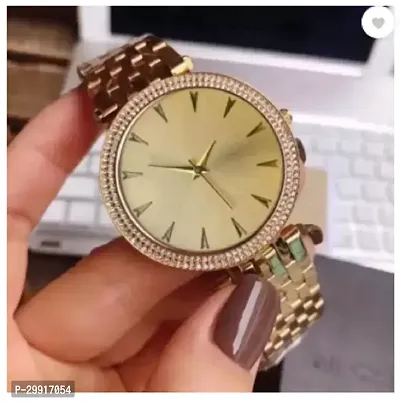 Stylish Golden Metal Analog Watches For Women-thumb0