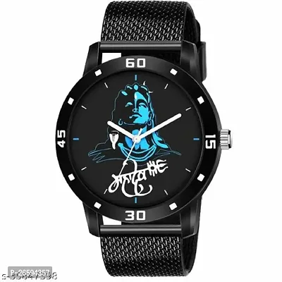 Stylish Black PU Analog Watches For Men-thumb0