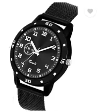 Stylish Black PU Analog Couple Watches For Men And Women, Pack Of 2-thumb2