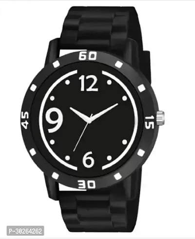 Stylish Black PU Analog Watch For Men-thumb0