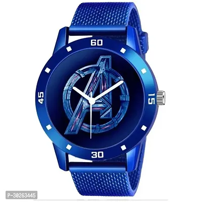 Stylish Blue Pu Analog Watch For Men-thumb0