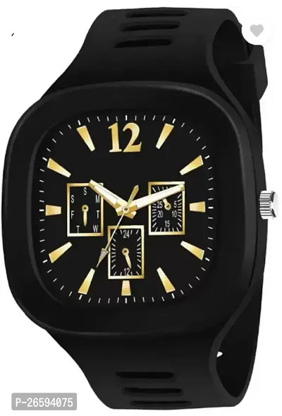 Stylish Black PU Analog Watches For Men-thumb0