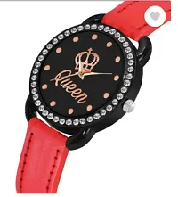 Stylish Red Genuine Leather Analog Watches For Women-thumb1