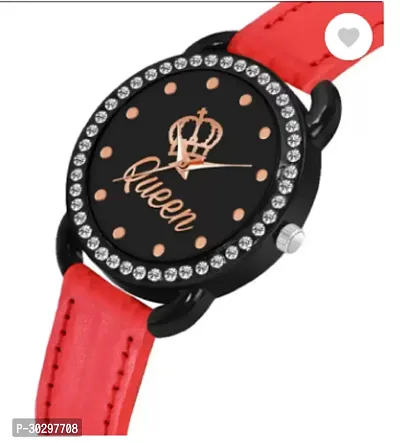 Stylish Red Genuine Leather Analog Watches For Women-thumb2