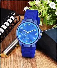 Stylish Blue PU Analog Watch For Men-thumb1