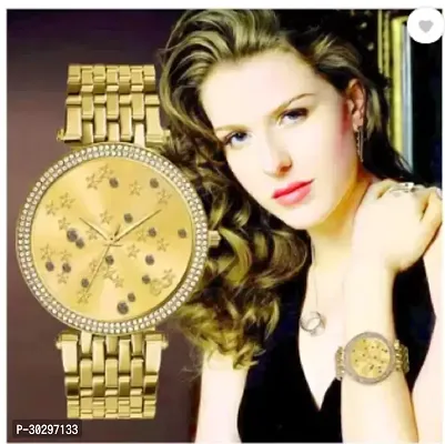 Stylish Golden Metal Analog Watches For Women-thumb0