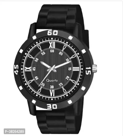 Stylish Black PU Analog Watch For Men-thumb2