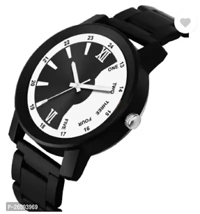 Stylish Black PU Analog Watches For Men-thumb2