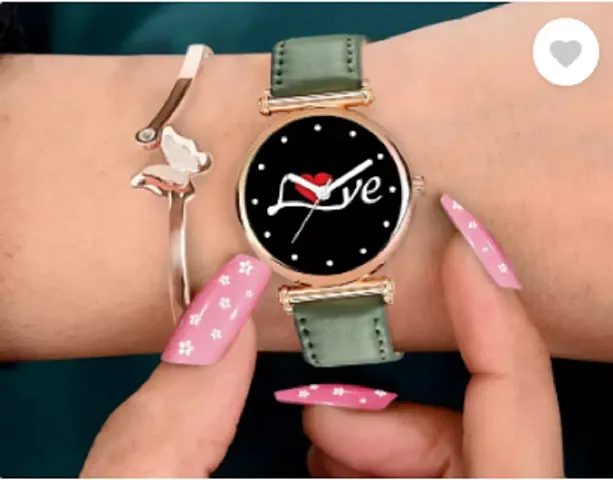 Fashionable Dial Genuine Leather Analog Watch For Women