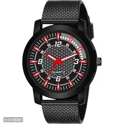 Stylish Black Pu Analog Watch For Men