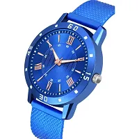 Stylish Blue Pu Analog Watch For Men-thumb1