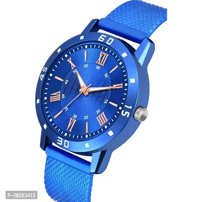 Stylish Blue Pu Analog Watch For Men-thumb2