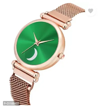 Analog Watch - For Girls Green Color Chand Dial Rose Gold Magnet Watch-thumb3