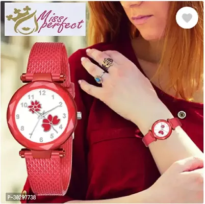 Stylish Red PU Analog Watches For Women-thumb0