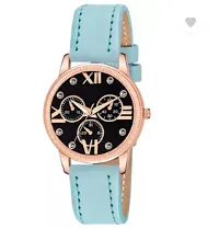 Stylish Black Genuine Leather Analog Watches For Women-thumb1