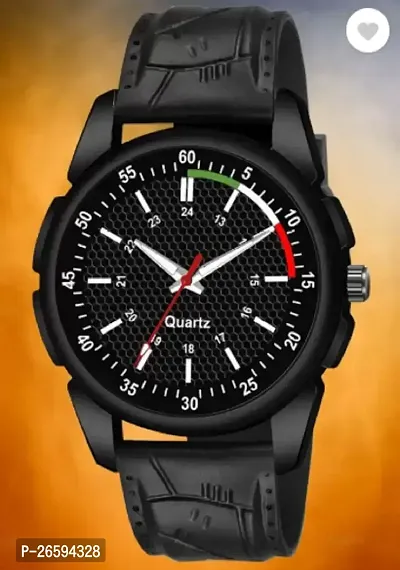 Stylish Black Genuine Leather Analog Watches For Men