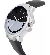 Stylish Black Genuine Leather Analog Watch For Men-thumb2