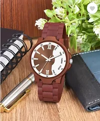 Stylish Brown PU Analog Watches For Men-thumb1