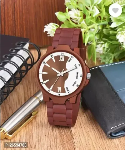 Stylish Brown PU Analog Watches For Men-thumb2