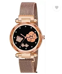 Analog Watch - For Women Rose Magnet Belt Butterfly Dial Rose Girls-thumb1