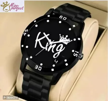 Stylish Black PU Analog Watch For Men-thumb3