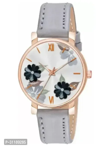 Flower Print Rose Cash Grey Belt Girls Watch-thumb2