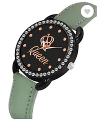 Stylish Black Genuine Leather Analog Watches For Women-thumb1