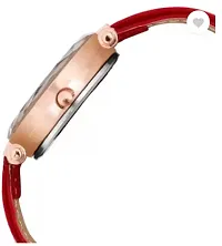 Girls Black Dial Dual Red Butterfly Dial Red Leather Strap Watch-thumb2