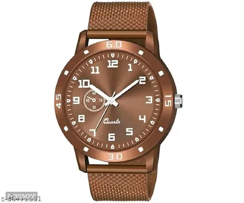 Stylish Brown PU Analog Watches For Men-thumb0