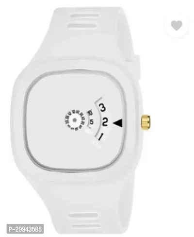 Stylish White PU Analog For Men-thumb0