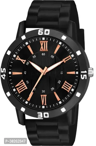 Stylish Black PU Analog Watch For Men-thumb2