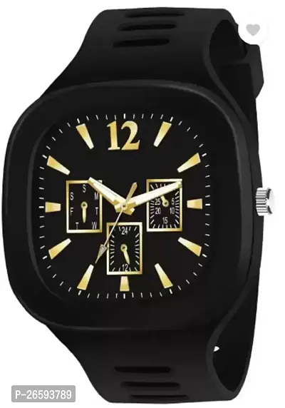 Stylish Black PU Analog Watches For Men-thumb0