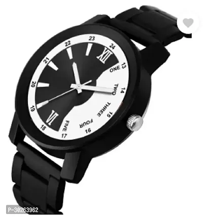 Stylish Black PU Analog Watch For Men-thumb0