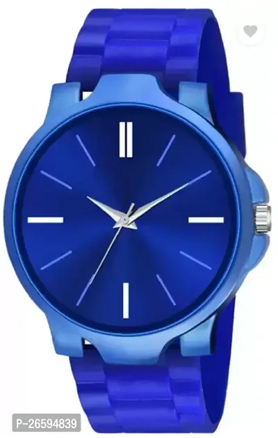 Stylish Blue PU Analog Watches For Men-thumb0