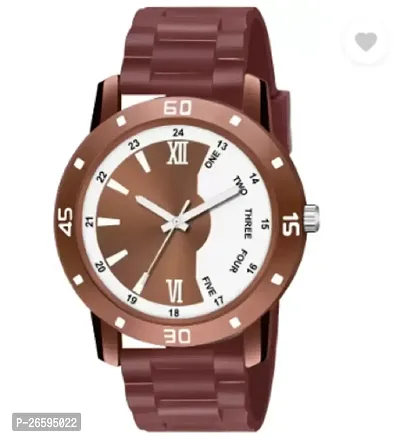 Stylish Brown PU Analog Watches For Men-thumb0