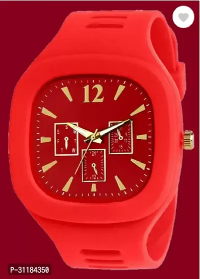 Stylish Red PU Analog Watch For Men